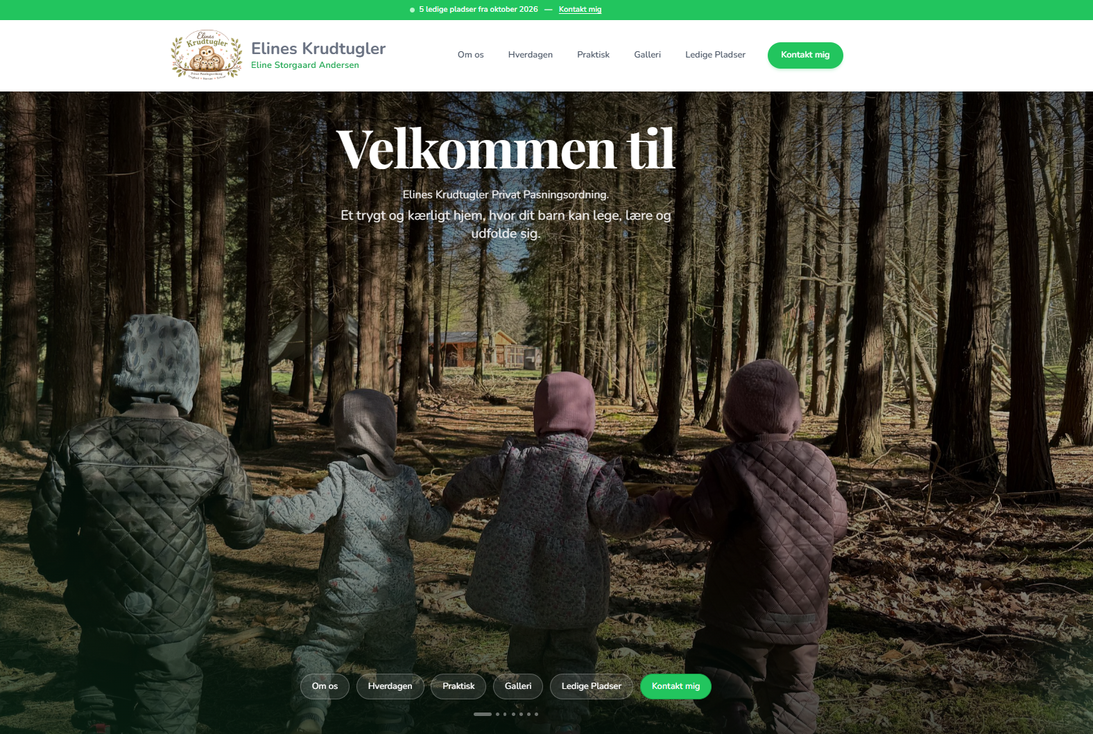 Childcare website homepage